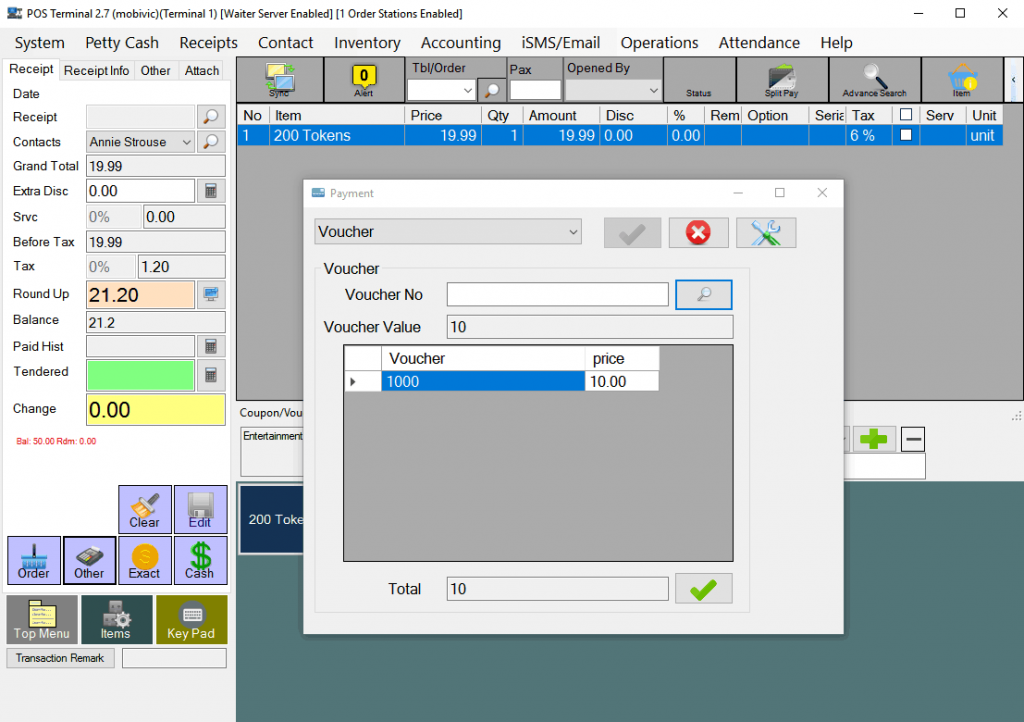 fnb pos system multiple types pf payment