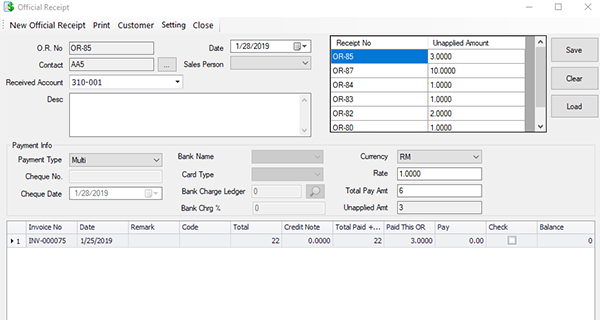 bmo accounting invoicing official receipt